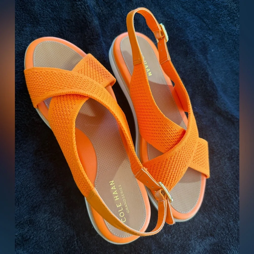Cole Haan Sandals Orange Mikaela Stitchlite size 8 NWOT - Picture 4 of 11
